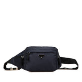 プラダ 三角ロゴプレート ウエストバッグ ボディバッグ ネイビー ナイロン レディース PRADA 【中古】